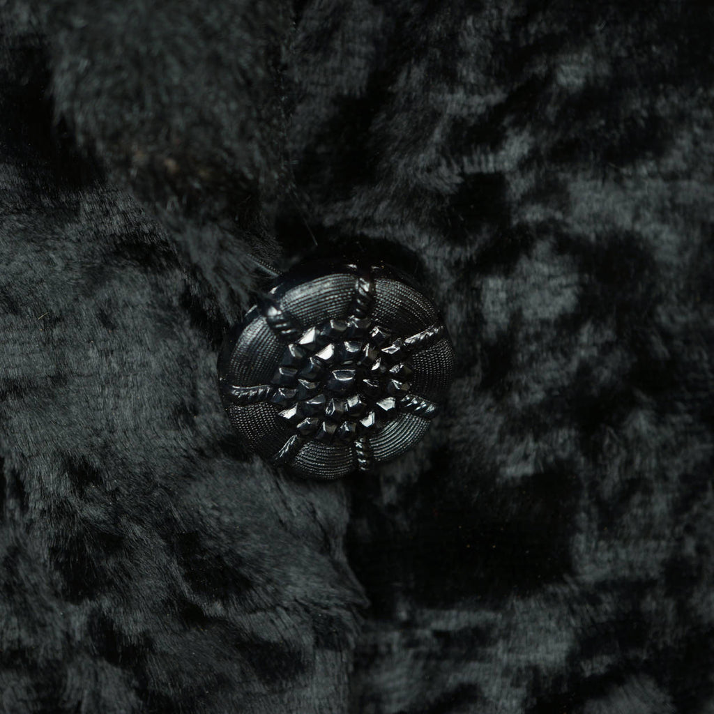 Vintage 1950s Black Velvet Faux Fur Jacket Short Coat Ladies Size M - Poppy's Vintage Clothing