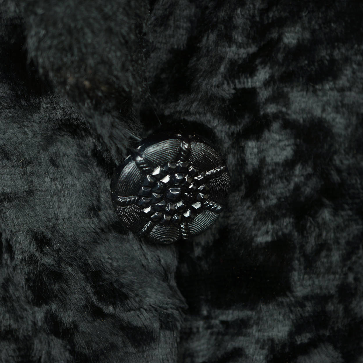 Vintage 1950s Black Velvet Faux Fur Jacket Short Coat Ladies Size M - Poppy's Vintage Clothing