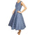 Vintage 50s Dress Blue Taffeta with Circular Detailing M L - Poppy's Vintage Clothing