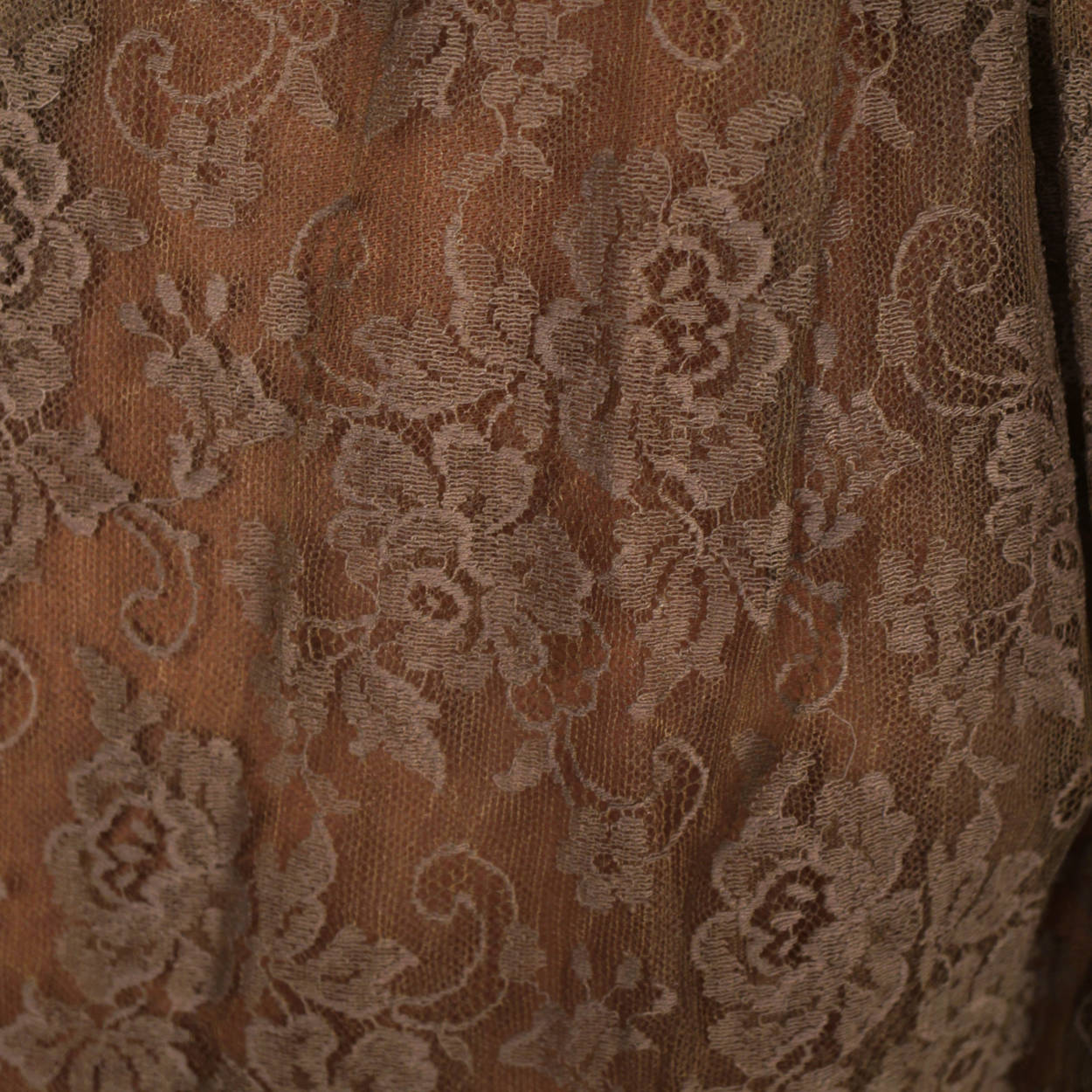 Vintage 50s Prom Dress Brown Chantilly Lace Size S - Poppy's Vintage Clothing