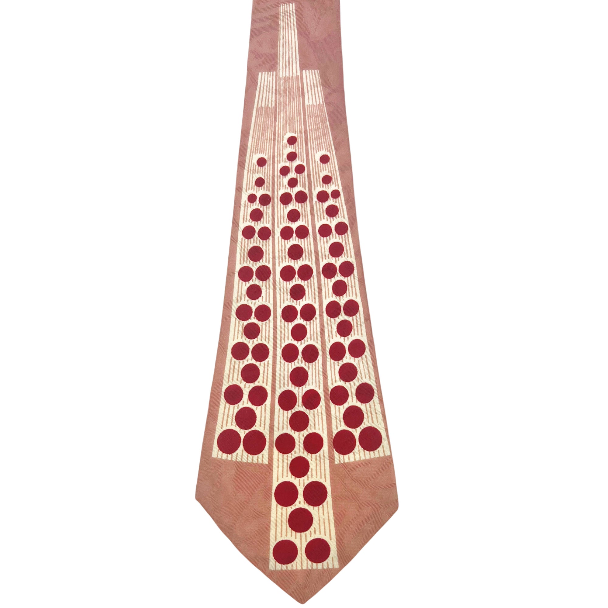 Vintage 1940s Swing Tie Necktie Geometric Red Polka Dots