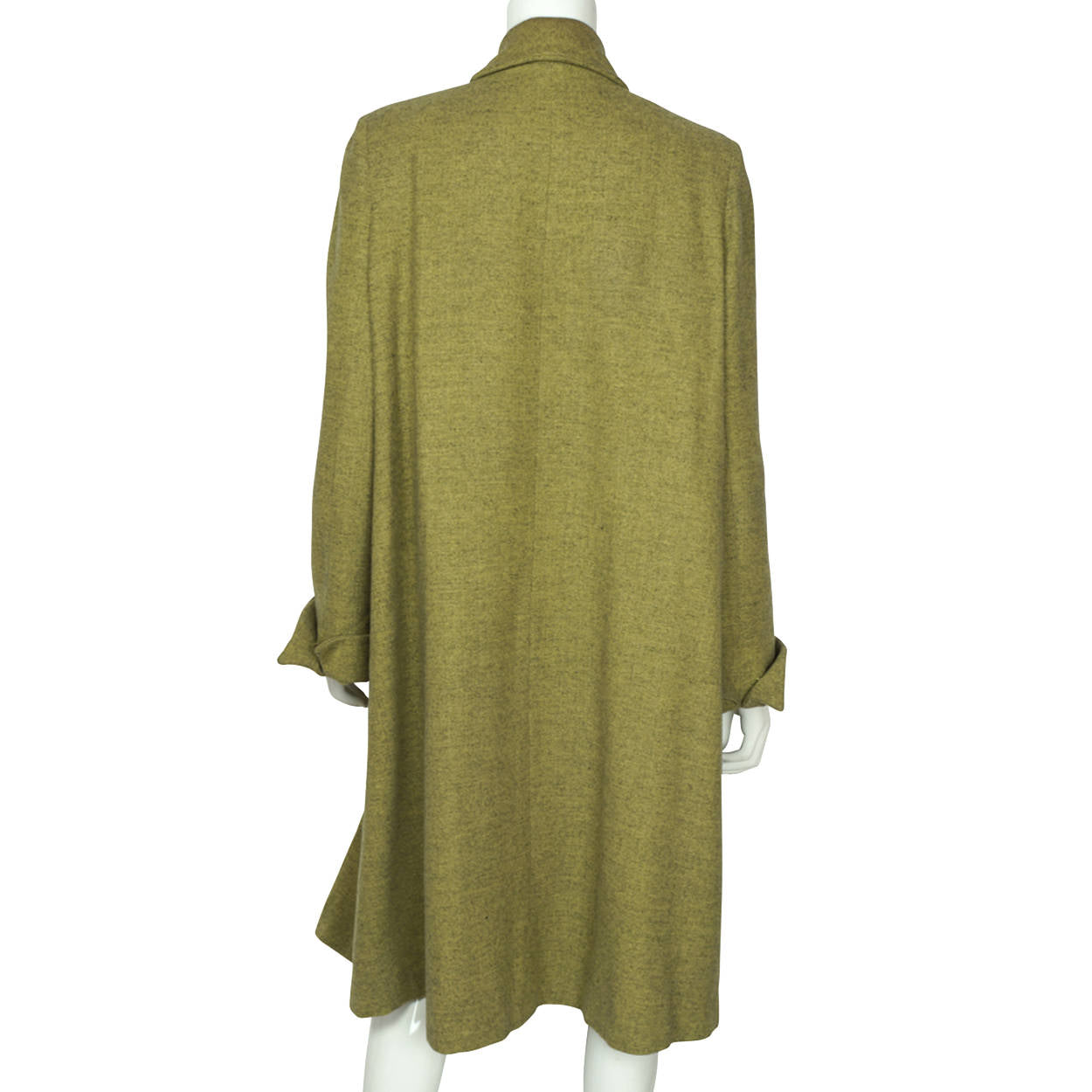 Vintage 1950s Coat Green Herringbone Tweed Wool Ladies Size M L - Poppy's Vintage Clothing