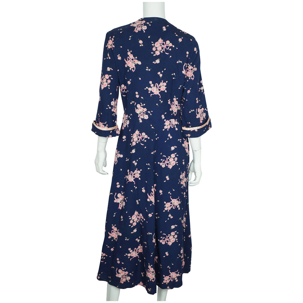 Vintage 1950s Rose Floral Chintz Dressing Gown Lounging Robe Kamore Ladies Sz M - Poppy's Vintage Clothing