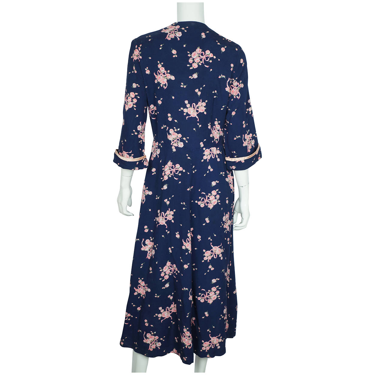 Vintage 1950s Rose Floral Chintz Dressing Gown Lounging Robe Kamore Ladies Sz M - Poppy's Vintage Clothing