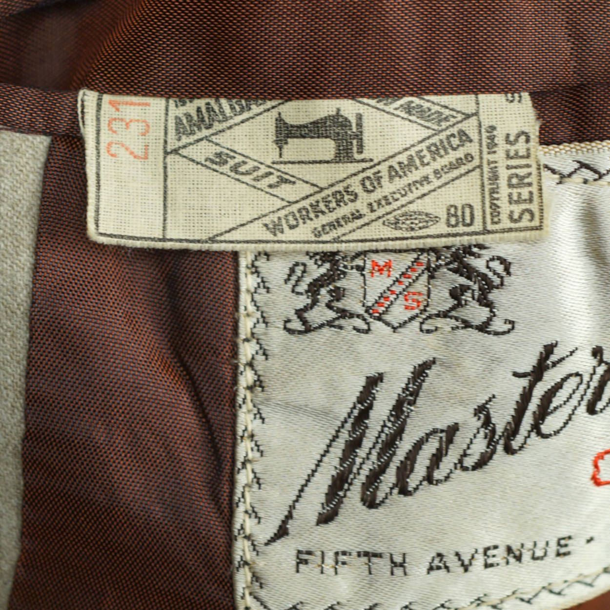 Vintage 1950s Mens Collarless Sport Coat Wool Jacket Master Built NY Size M - Poppy's Vintage Clothing