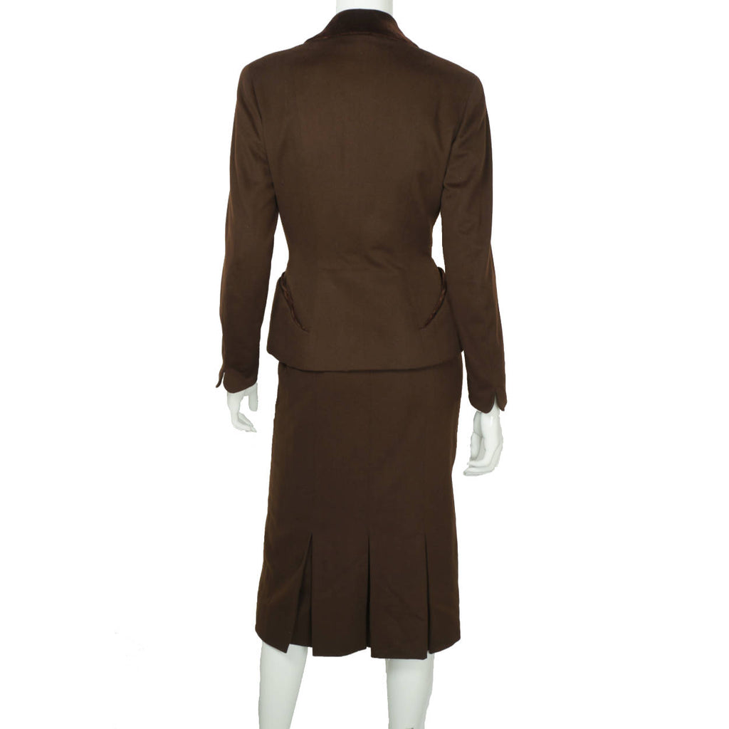 Vintage 1950s Skirt Suit Brown Wool Meme Dysthe Montreal Designer Morgans Sz S M - Poppy's Vintage Clothing