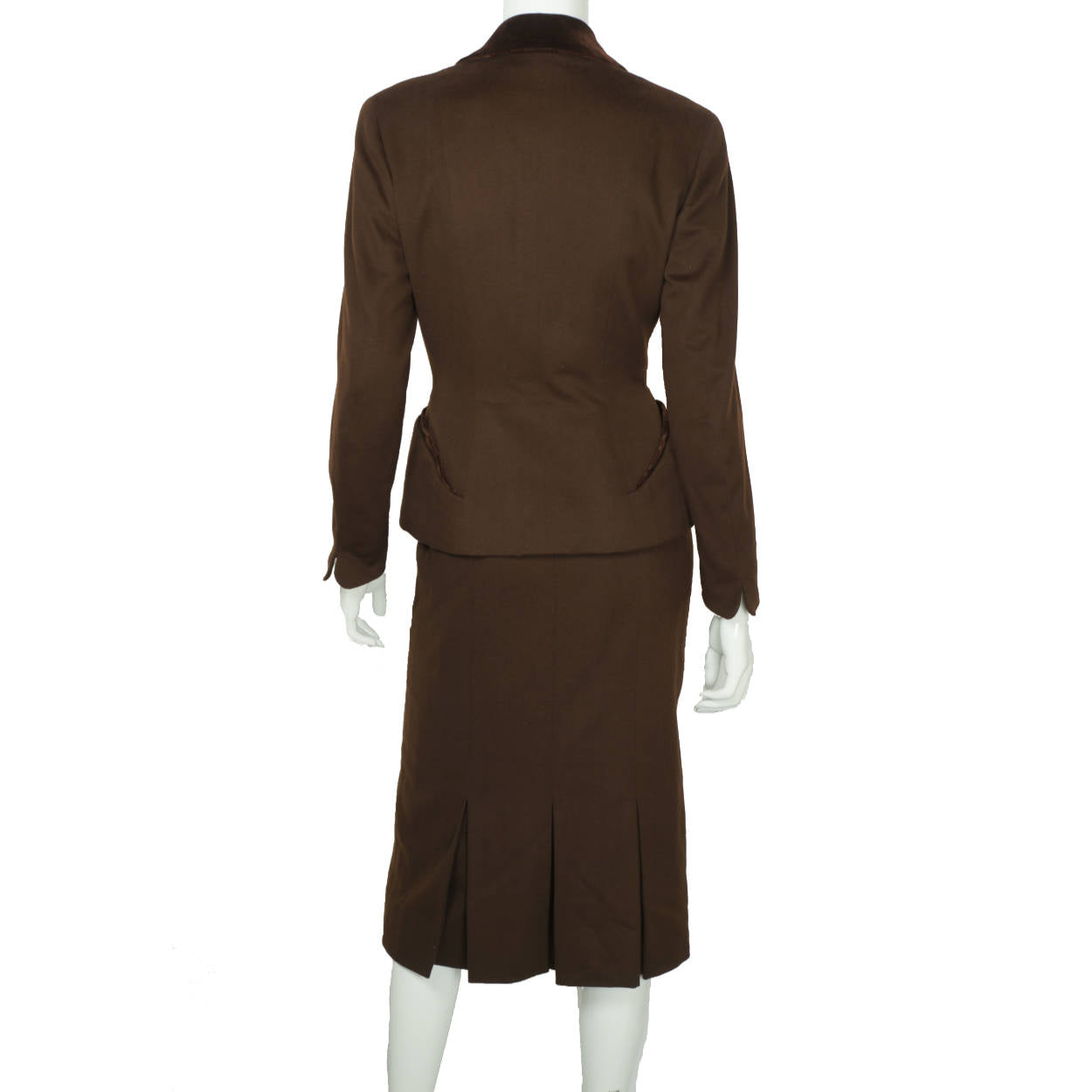 Vintage 1950s Skirt Suit Brown Wool Meme Dysthe Montreal Designer Morgans Sz S M - Poppy's Vintage Clothing