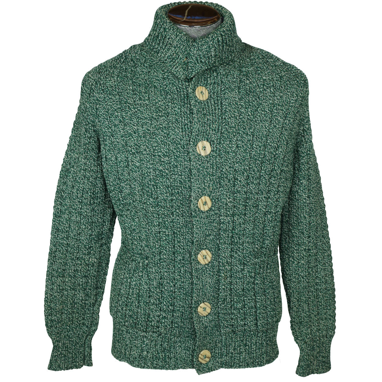 Vintage 1970s Mens Sweater Handcrafted by Canadian Eskimos Inuit Green Wool Sz M - Poppy's Vintage Clothing
