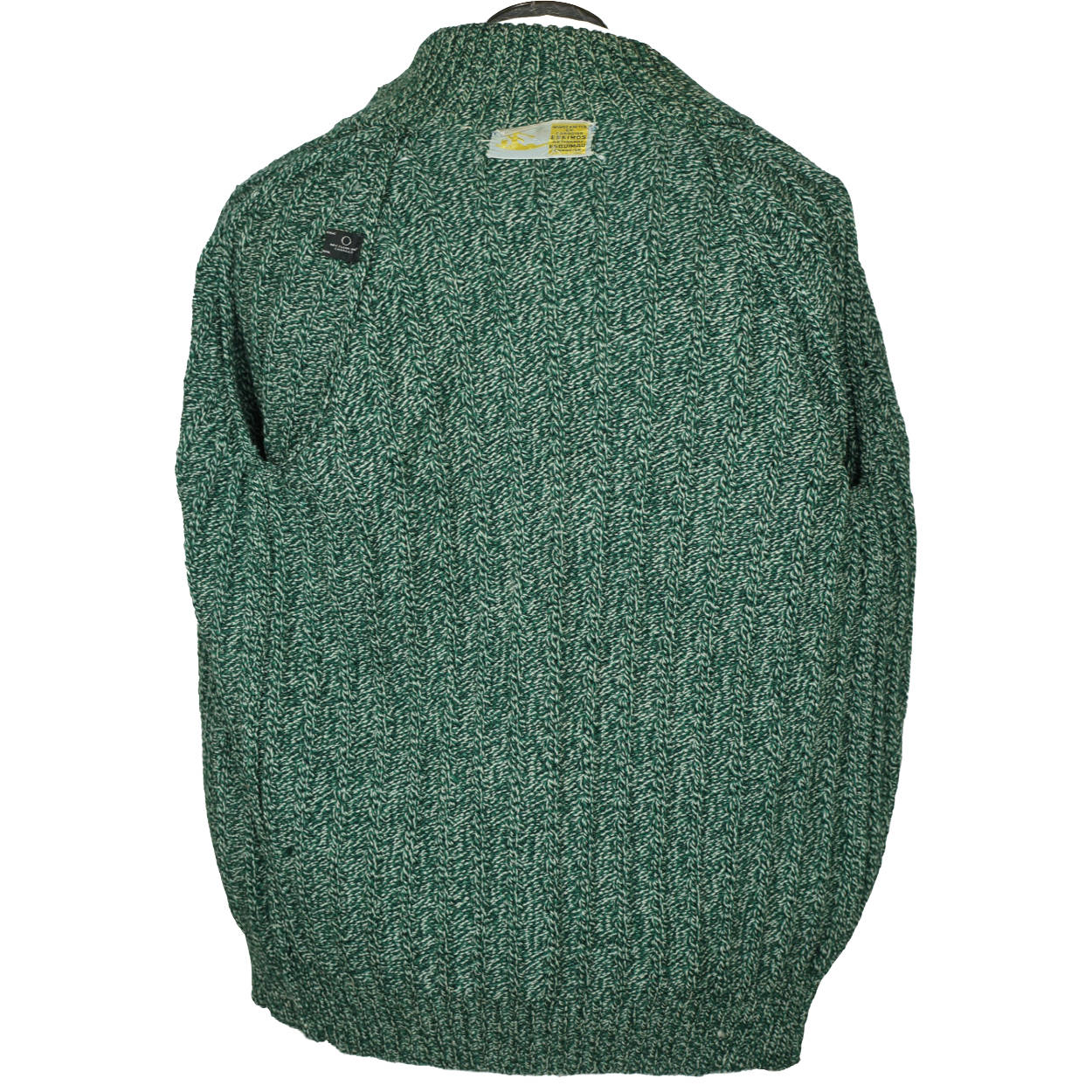 Vintage 1970s Mens Sweater Handcrafted by Canadian Eskimos Inuit Green Wool Sz M - Poppy's Vintage Clothing