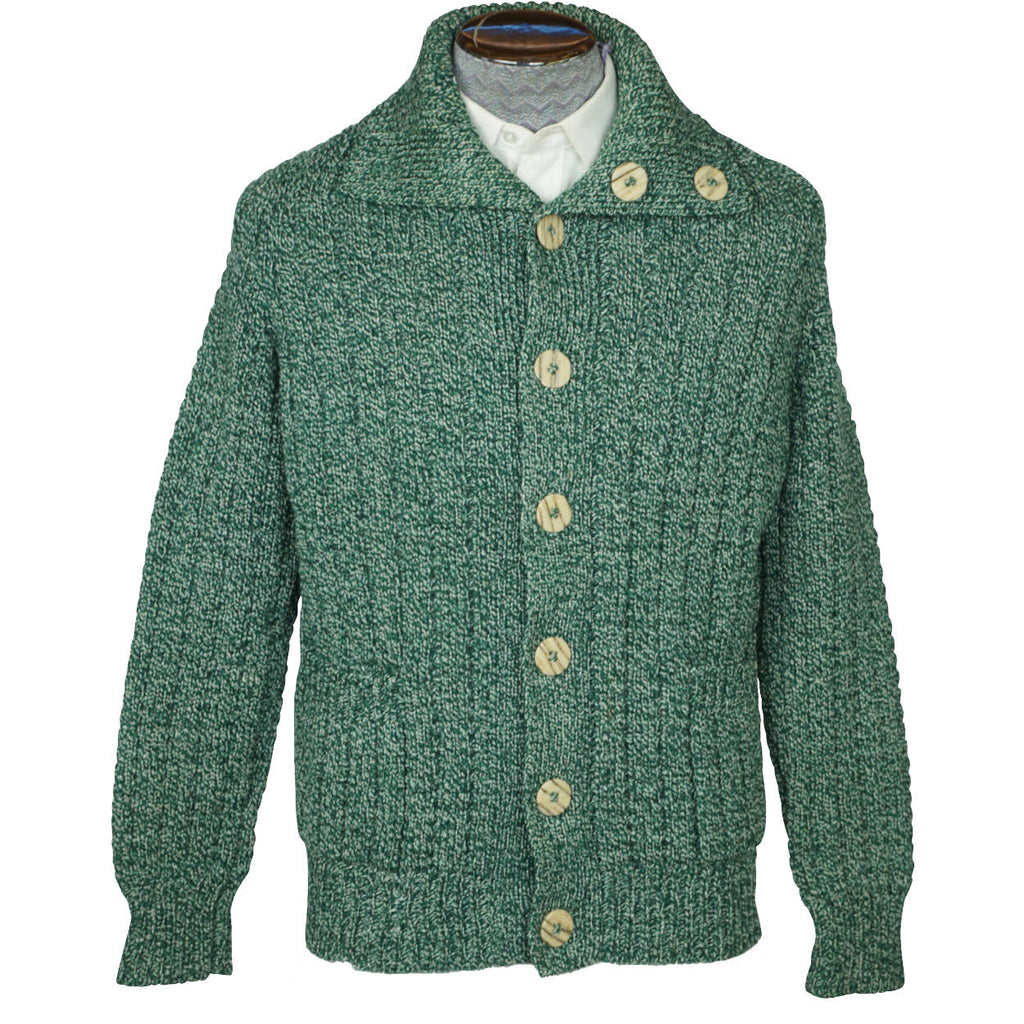 Vintage 1970s Mens Sweater Handcrafted by Canadian Eskimos Inuit Green Wool Sz M - Poppy's Vintage Clothing