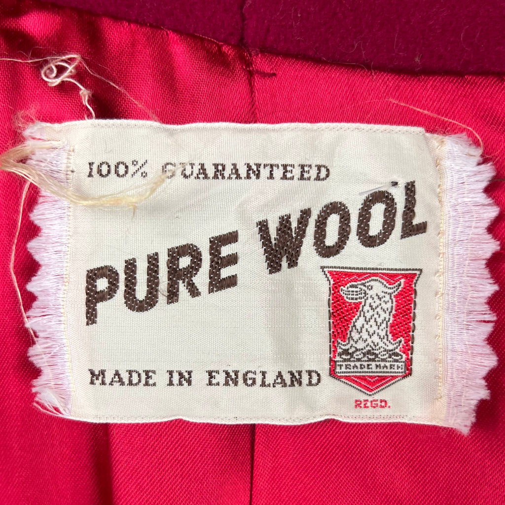 Vintage 1950s Red Wool Cape Made in England Size M