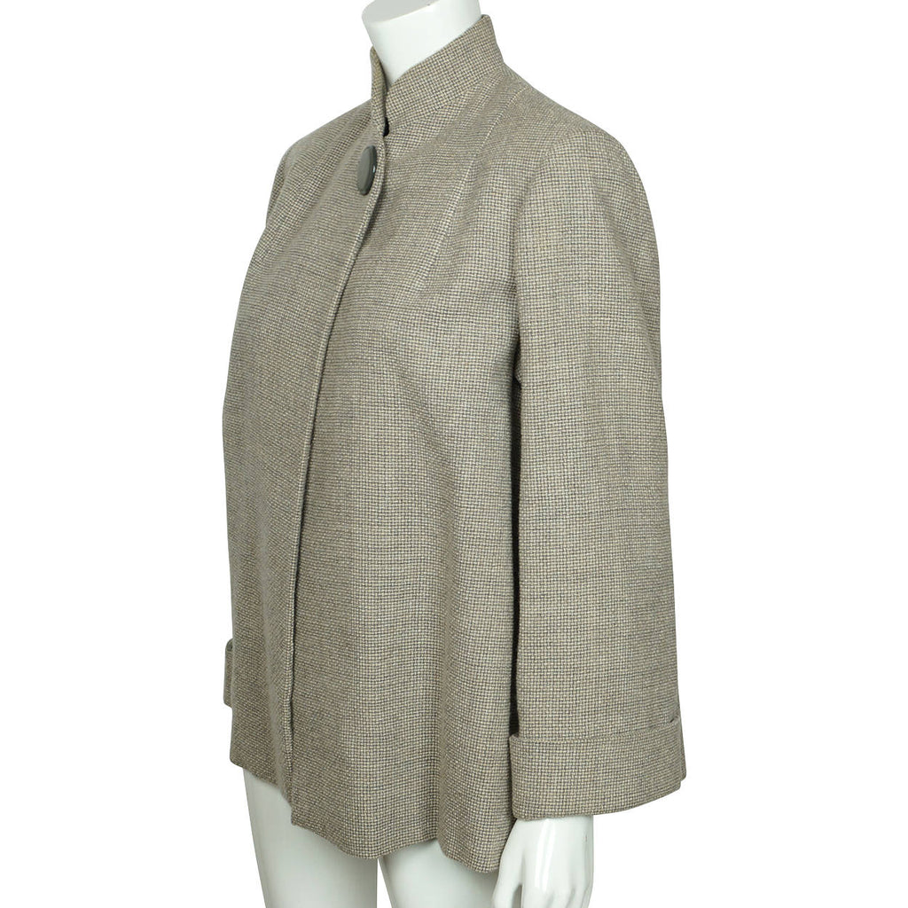 Vintage 1950s Swing Jacket Short Coat Grey Tweed Wool Ladies Size L - Poppy's Vintage Clothing