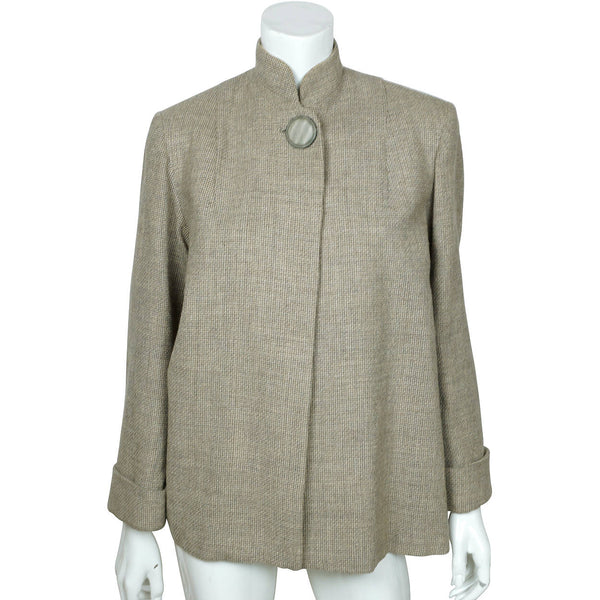 Vintage 1950s Swing Jacket Short Coat Grey Tweed Wool Ladies Size L - Poppy's Vintage Clothing