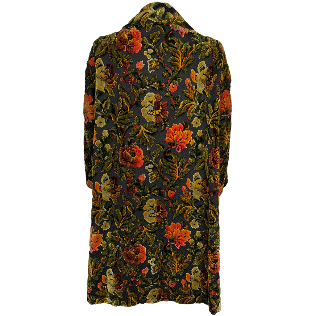 Vintage 1950s Brocade Coat Velvet Tapestry Floral Ladies L