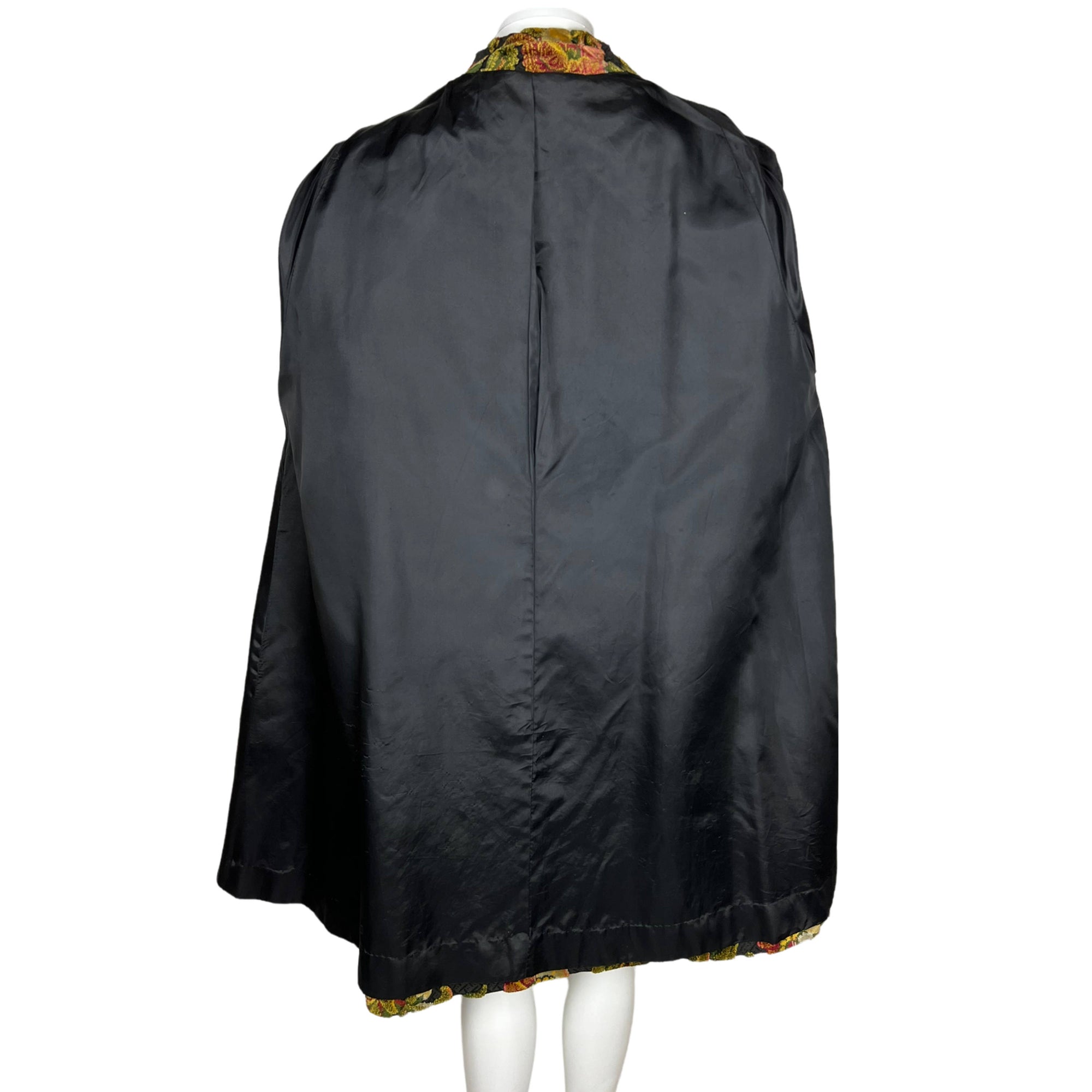 Vintage 1950s Brocade Coat Velvet Tapestry Floral Ladies L