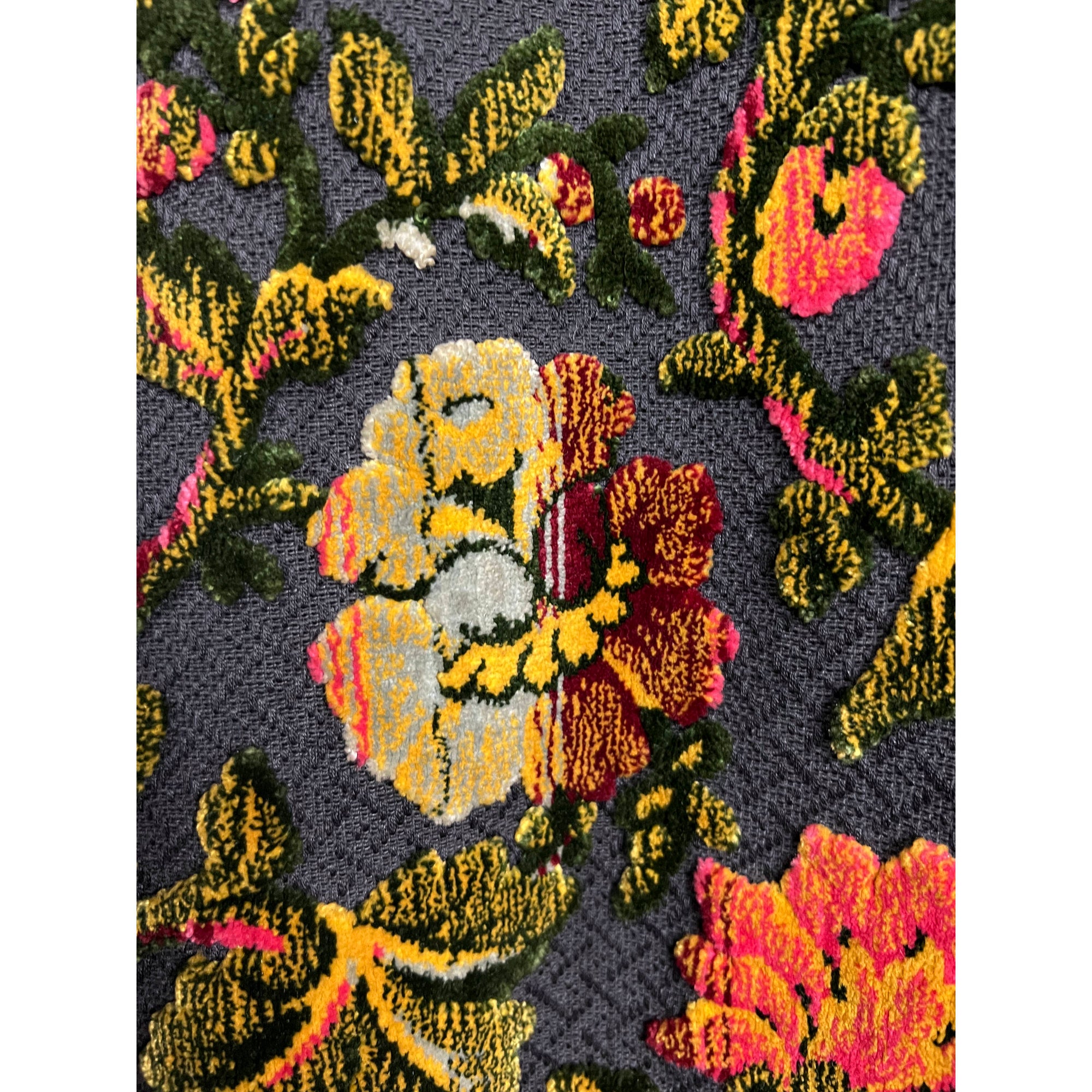 Vintage 1950s Brocade Coat Velvet Tapestry Floral Ladies L