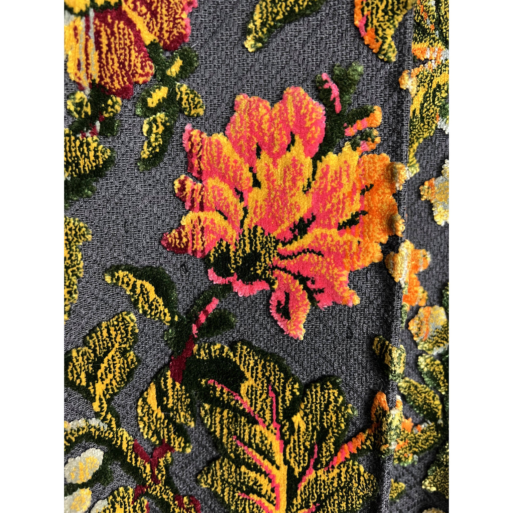 Vintage 1950s Brocade Coat Velvet Tapestry Floral Ladies L