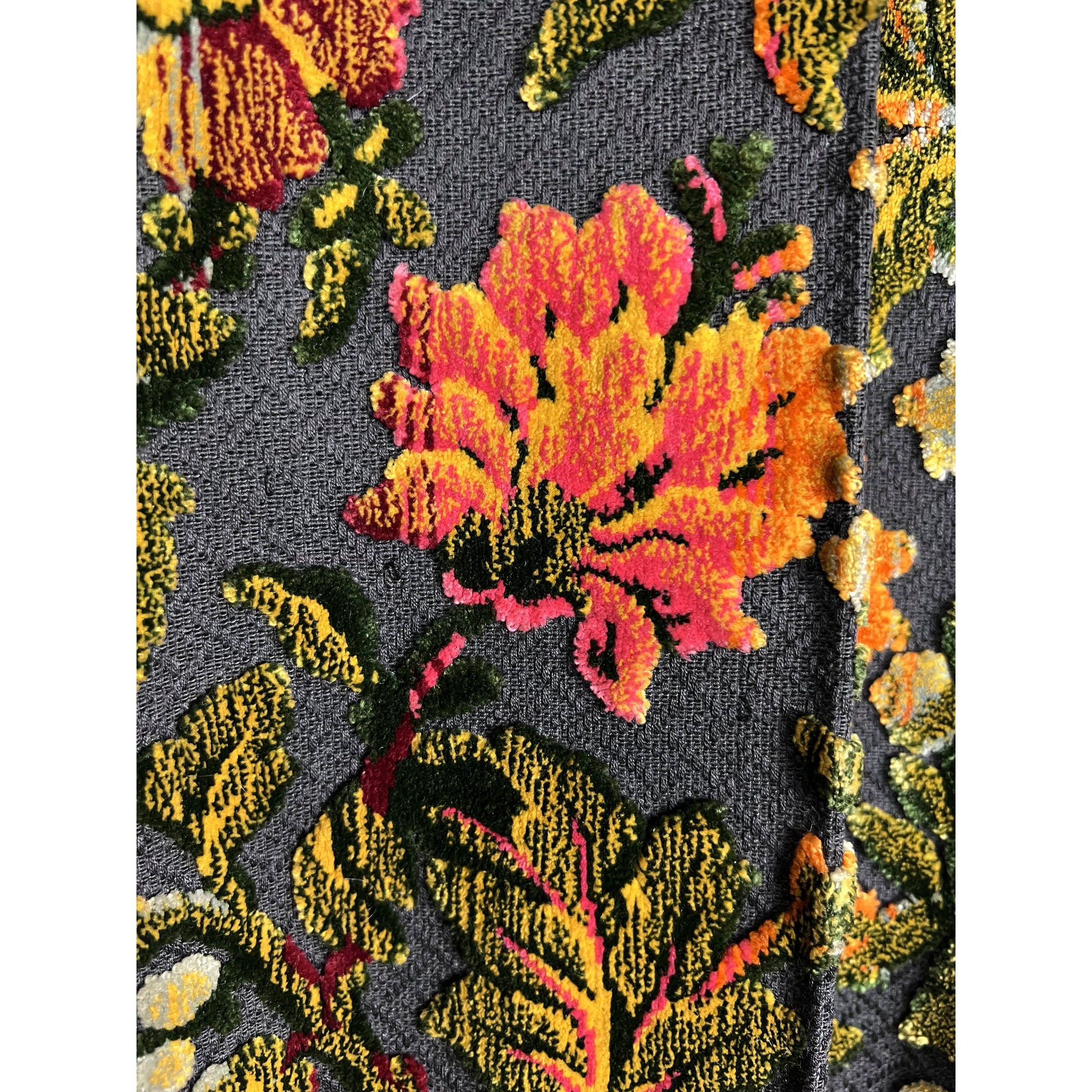 Vintage 1950s Brocade Coat Velvet Tapestry Floral Ladies L