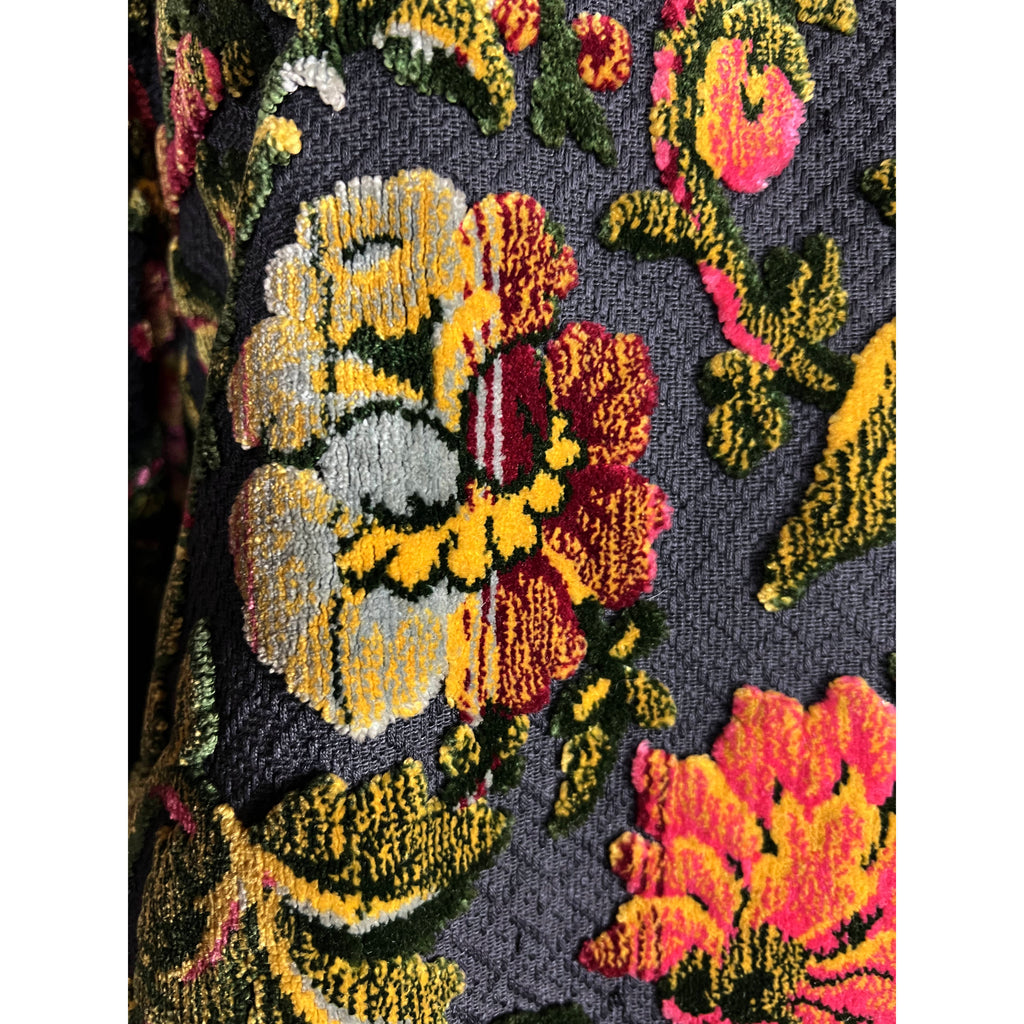 Vintage 1950s Brocade Coat Velvet Tapestry Floral Ladies L