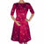 Vintage 1960s Dress Magenta Red Silk Asian Fans Title Original Size S 23” Waist - Poppy's Vintage Clothing