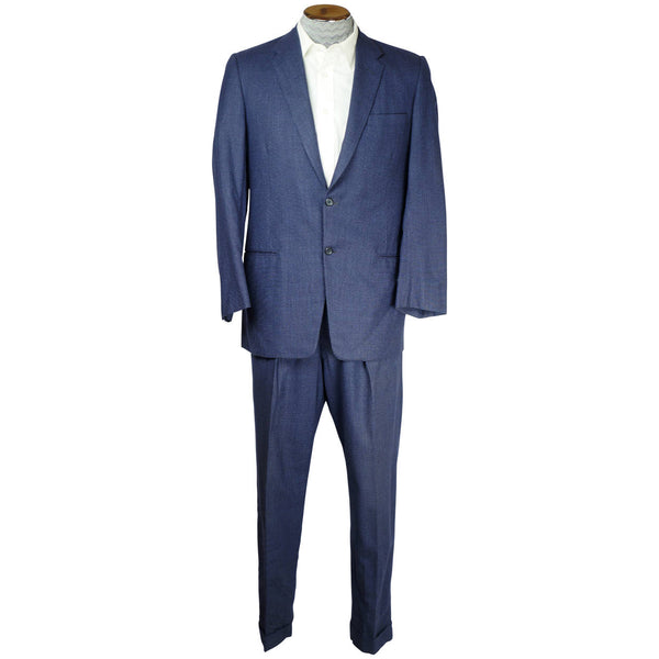 Vintage 1959 Mens Suit Blue Wool with Two Pairs of Pants Size M - Poppy's Vintage Clothing