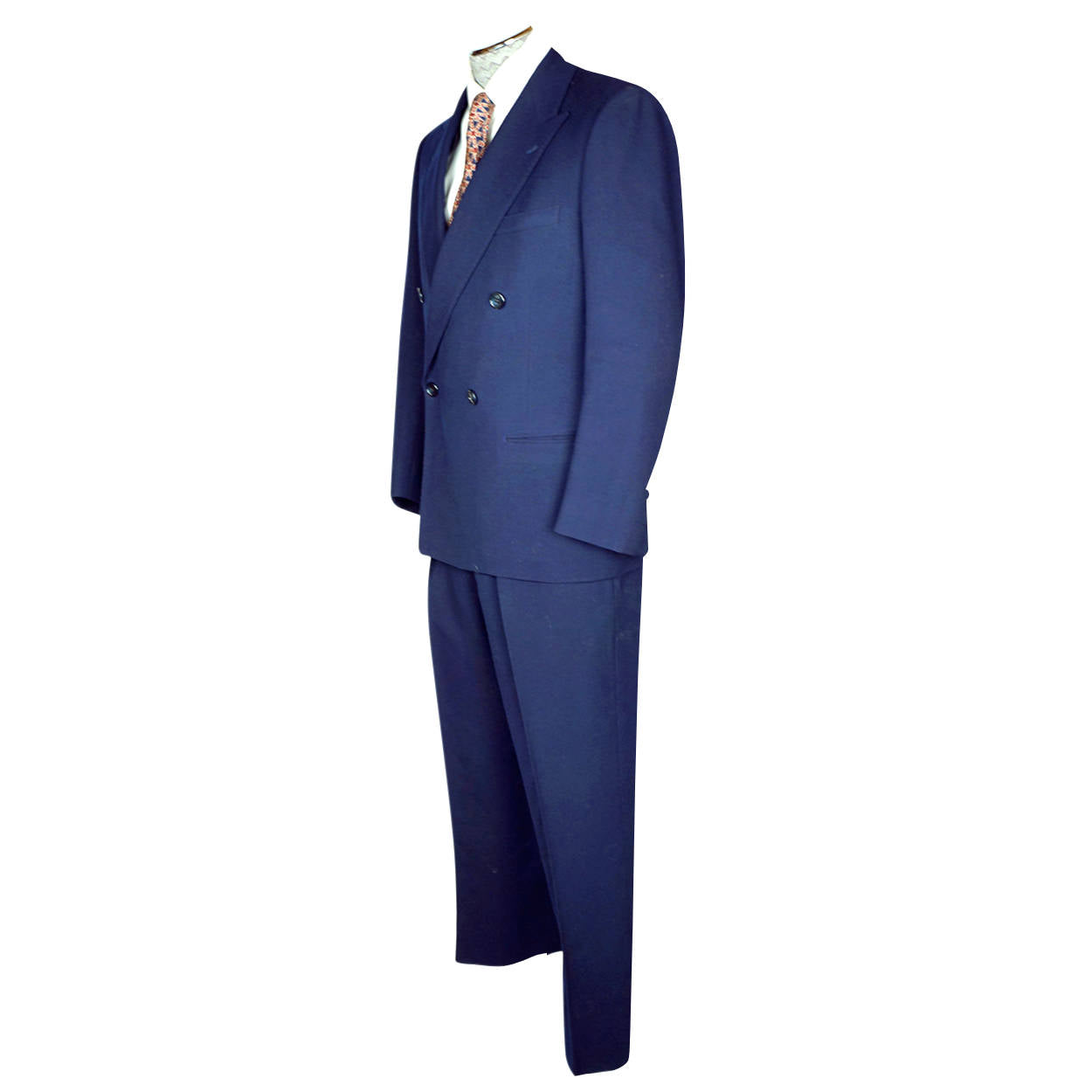 Vintage 1950s Mens Suit Blue Wool 2 Piece Dated 1959 Size M - Poppy's Vintage Clothing