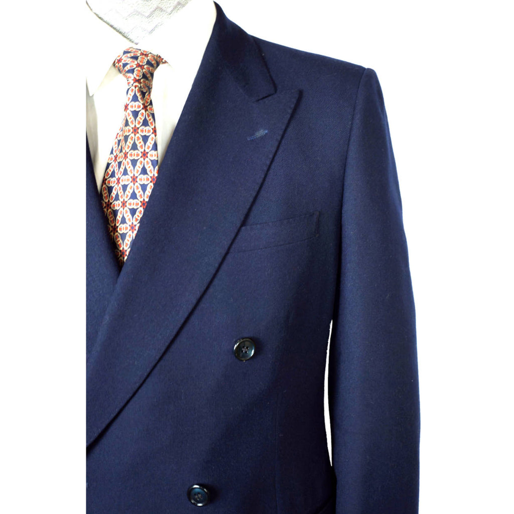 Vintage 1950s Mens Suit Blue Wool 2 Piece Dated 1959 Size M - Poppy's Vintage Clothing