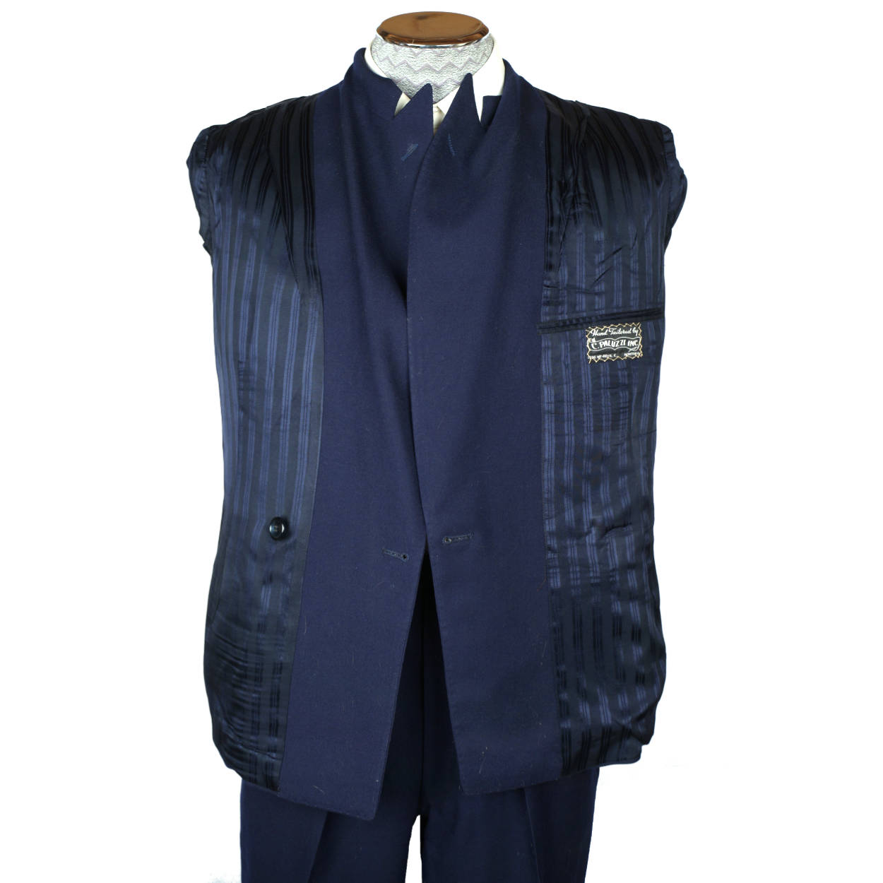 Vintage 1950s Mens Suit Blue Wool 2 Piece Dated 1959 Size M - Poppy's Vintage Clothing
