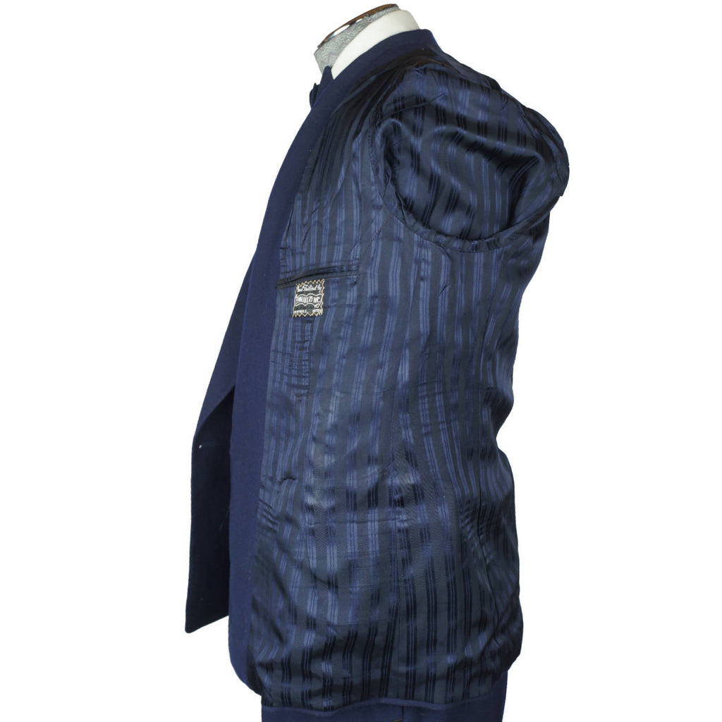 Vintage 1950s Mens Suit Blue Wool 2 Piece Dated 1959 Size M - Poppy's Vintage Clothing