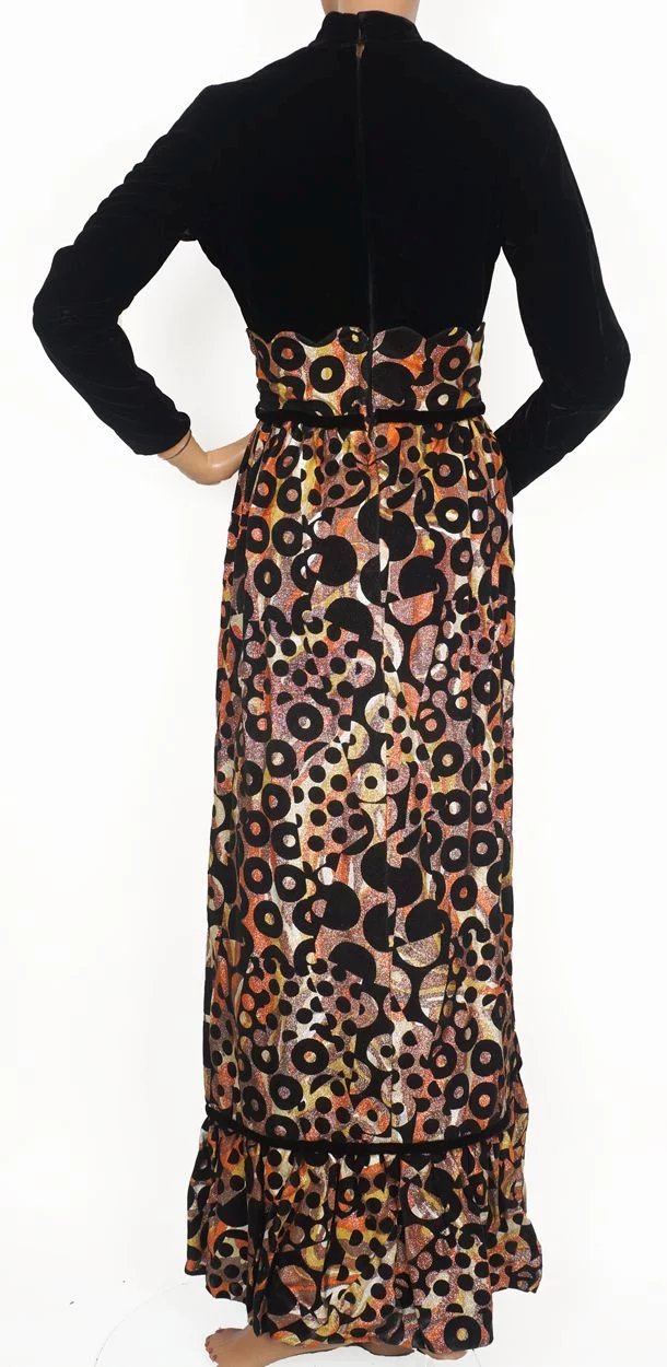 Vintage 1960s Black Velvet and Brocade Lamé Dress - Junior Vogue -  New York - Poppy's Vintage Clothing