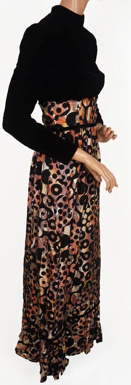 Vintage 1960s Black Velvet and Brocade Lamé Dress - Junior Vogue -  New York - Poppy's Vintage Clothing
