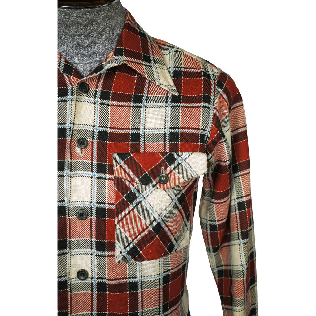 Vintage 1970s Plaid Cotton Shirt Jacket Bay City Rollers Era BVD Canada Mens S - Poppy's Vintage Clothing