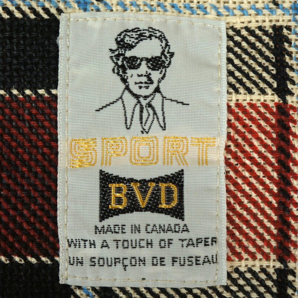 Vintage 1970s Plaid Cotton Shirt Jacket Bay City Rollers Era BVD Canada Mens S - Poppy's Vintage Clothing