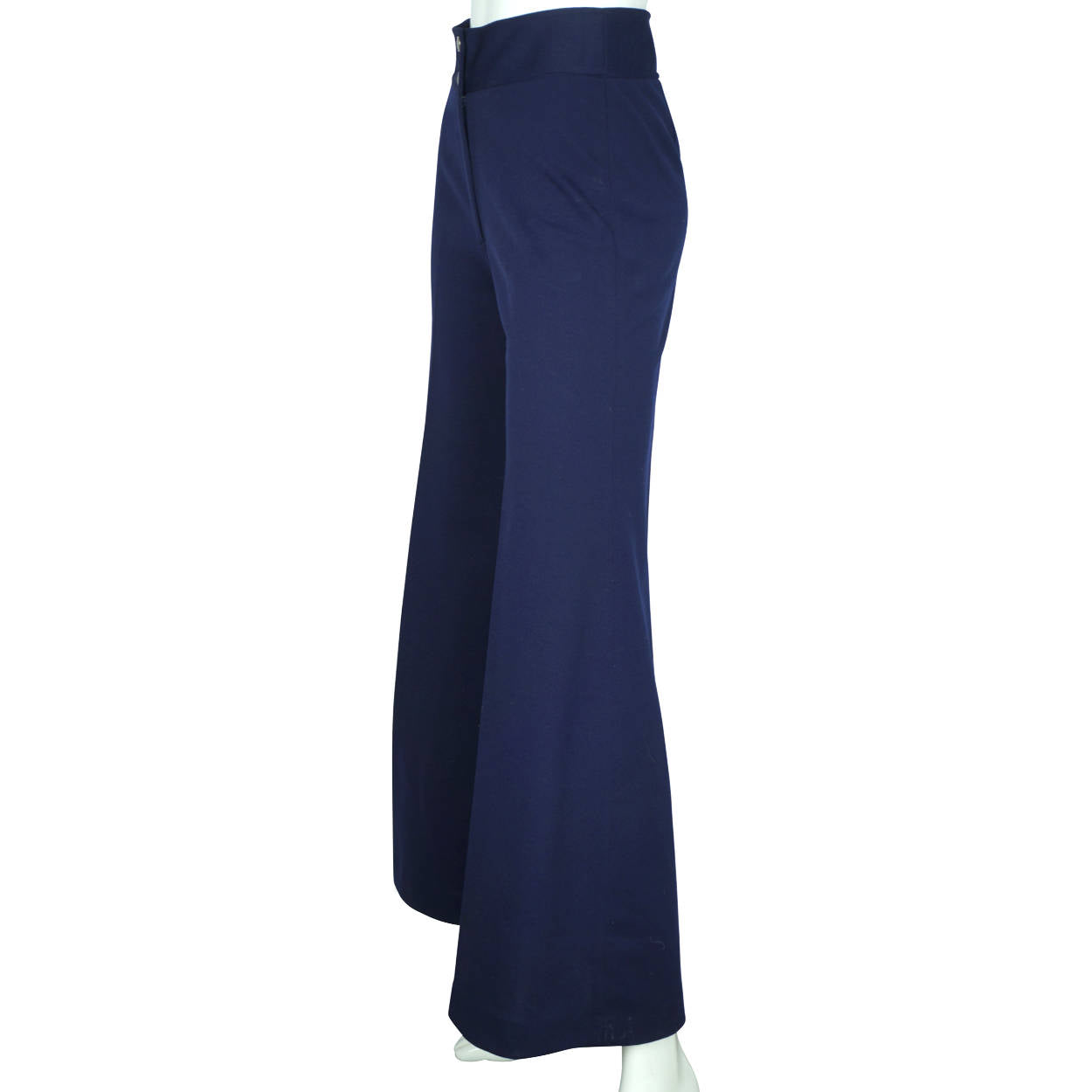 Vintage 1960s Wide Leg Pants Flared Bell Bottom Blue Polyester Ladies Size M - Poppy's Vintage Clothing