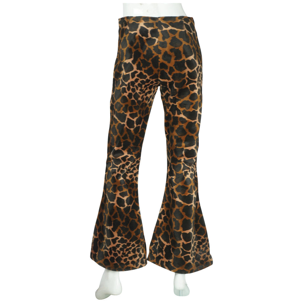 Vintage 1960s Leopard Print Velvet Pants Bell Bottom Hiphuggers Ladies Size M - Poppy's Vintage Clothing