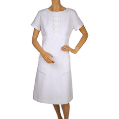 Vintage 1960s The Lilly Pulitzer Dress White Cotton Pique Shift Size M - Poppy's Vintage Clothing