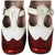 Vintage 1960s Shoes Ladies White &amp; Red Patent Leather T Strap Brogues 8.5 2A/4A - Poppy's Vintage Clothing