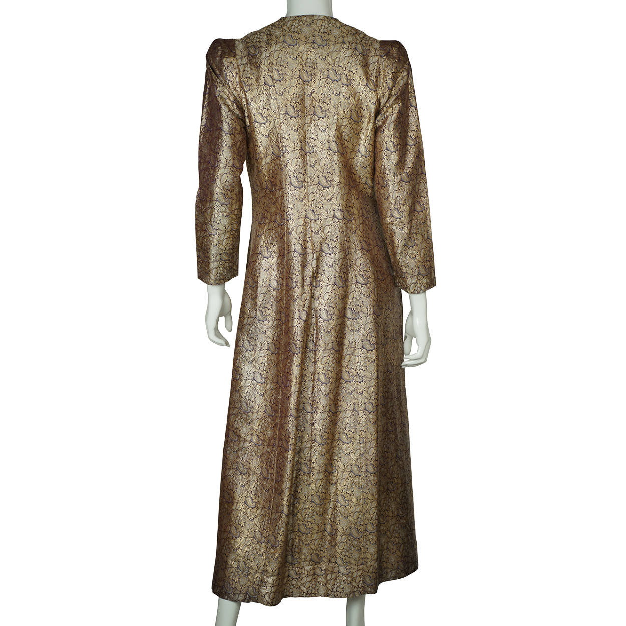 Vintage Gold Metallic Brocade Evening Coat 1960s Ladies Size Medium - Poppy's Vintage Clothing