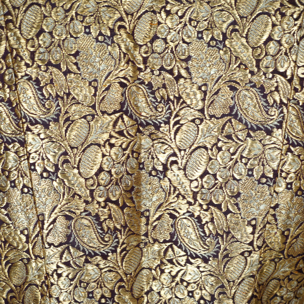 Vintage Gold Metallic Brocade Evening Coat 1960s Ladies Size Medium - Poppy's Vintage Clothing