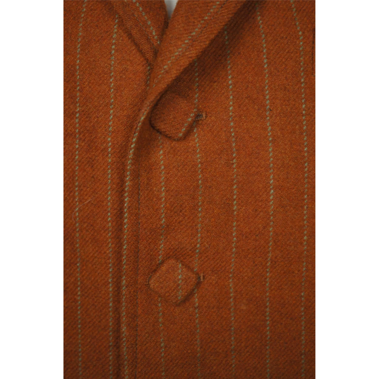 Vintage 1960s Mod Suit Jacket Orange Wool Blazer w Green Pinstripe Mens Size M - Poppy's Vintage Clothing