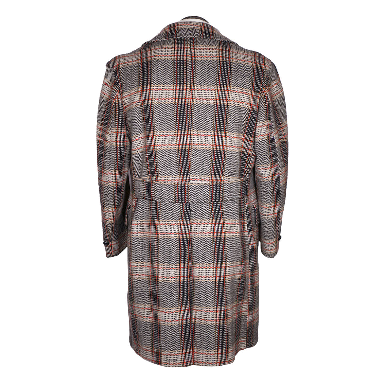 Vintage 1960s Dandy Mens Herringbone Tweed Wool Overcoat Coat Size M L Short - Poppy's Vintage Clothing