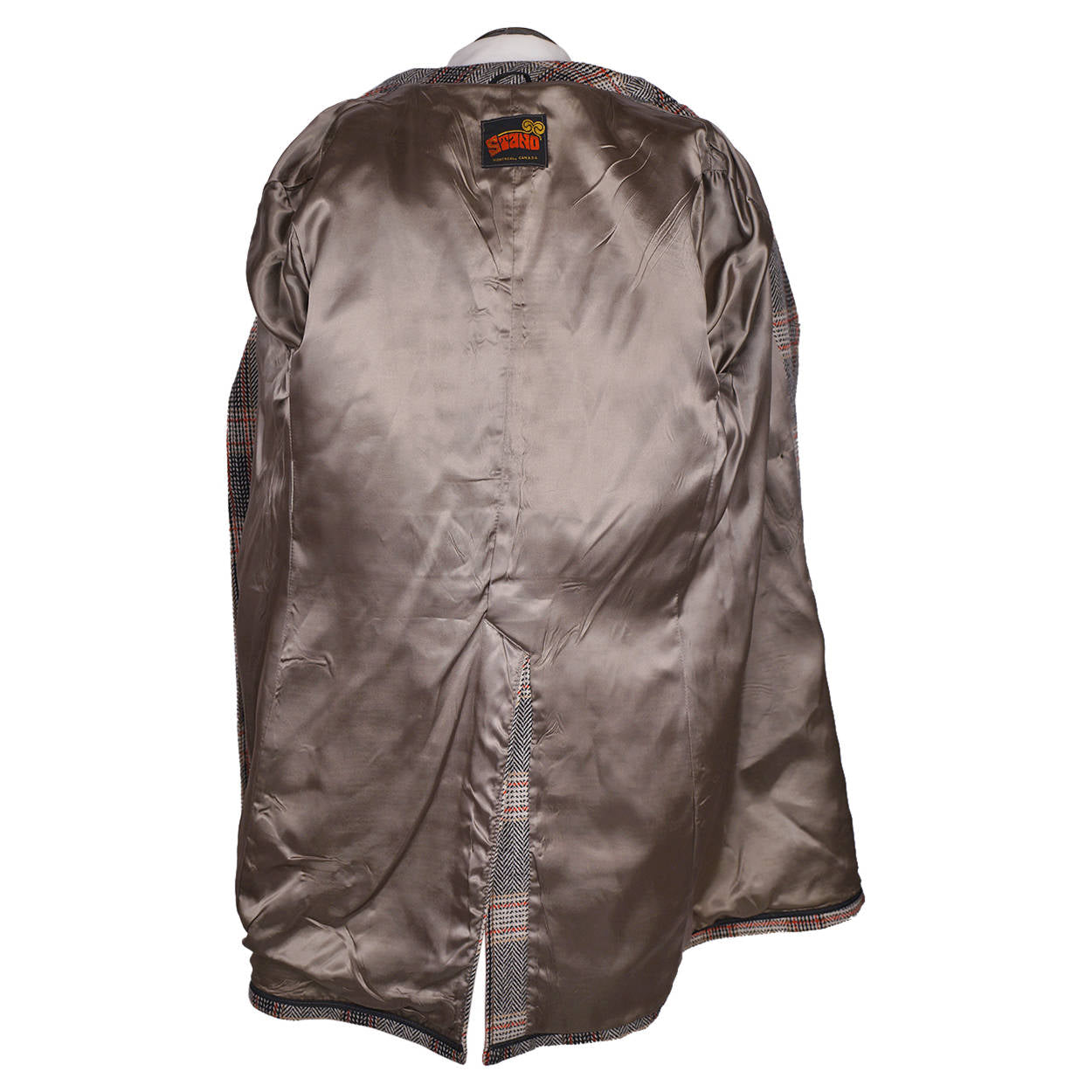 Vintage 1960s Dandy Mens Herringbone Tweed Wool Overcoat Coat Size M L Short - Poppy's Vintage Clothing