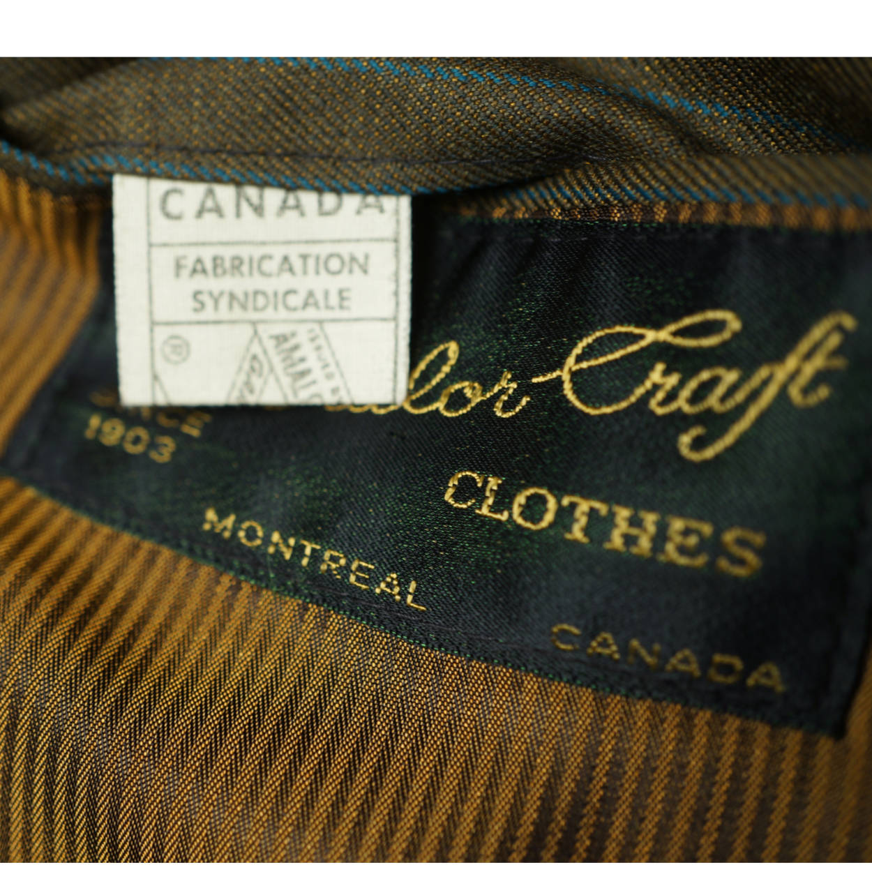 Vintage 1960s Mens Shiny Suit Green Wool w Blue Pinstripe Tailor Craft Size M - Poppy's Vintage Clothing