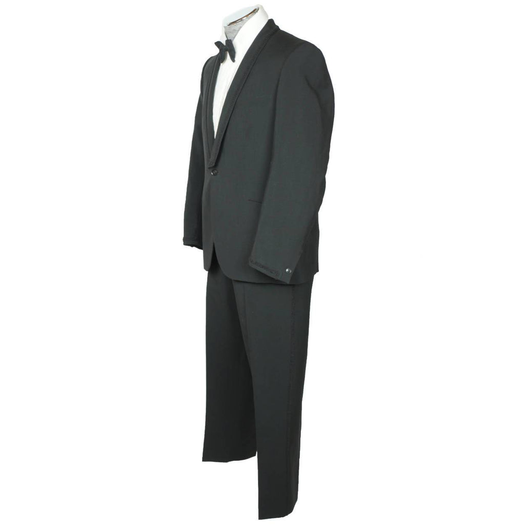 Vintage 1965 Mens Mohair Tuxedo Suit Custom Tailored Lombardi Montreal L - Poppy's Vintage Clothing