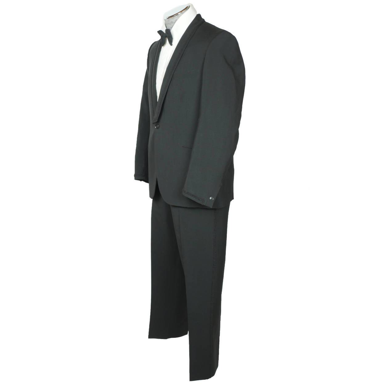 Vintage 1965 Mens Mohair Tuxedo Suit Custom Tailored Lombardi Montreal L - Poppy's Vintage Clothing