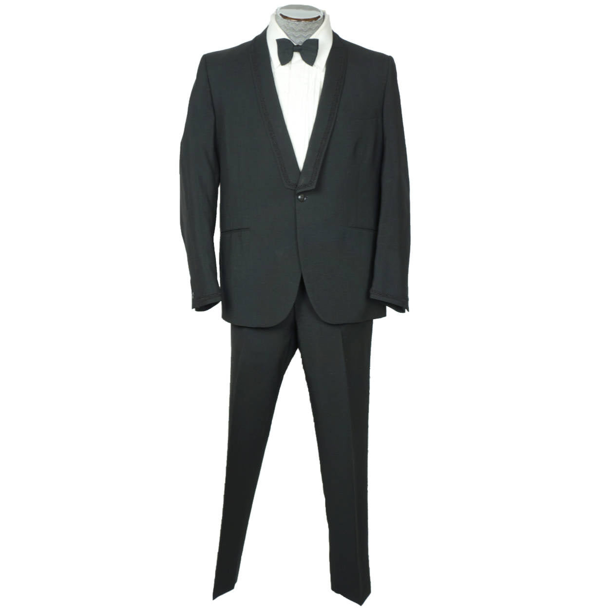 Vintage 1965 Mens Mohair Tuxedo Suit Custom Tailored Lombardi Montreal L - Poppy's Vintage Clothing