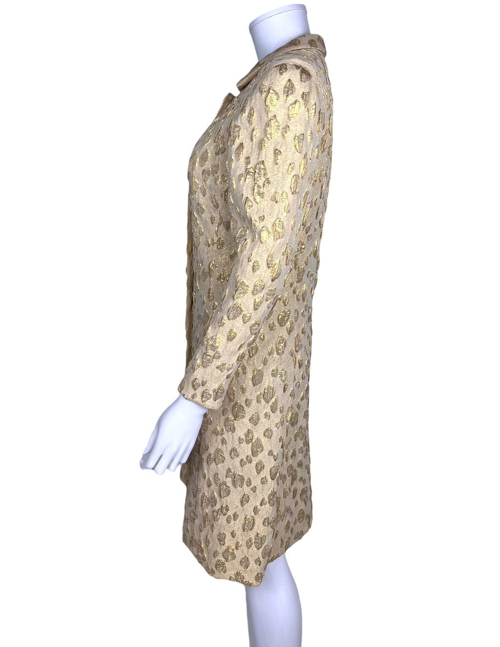 1967 Vintage Gold Brocade Dress Made in France Size M