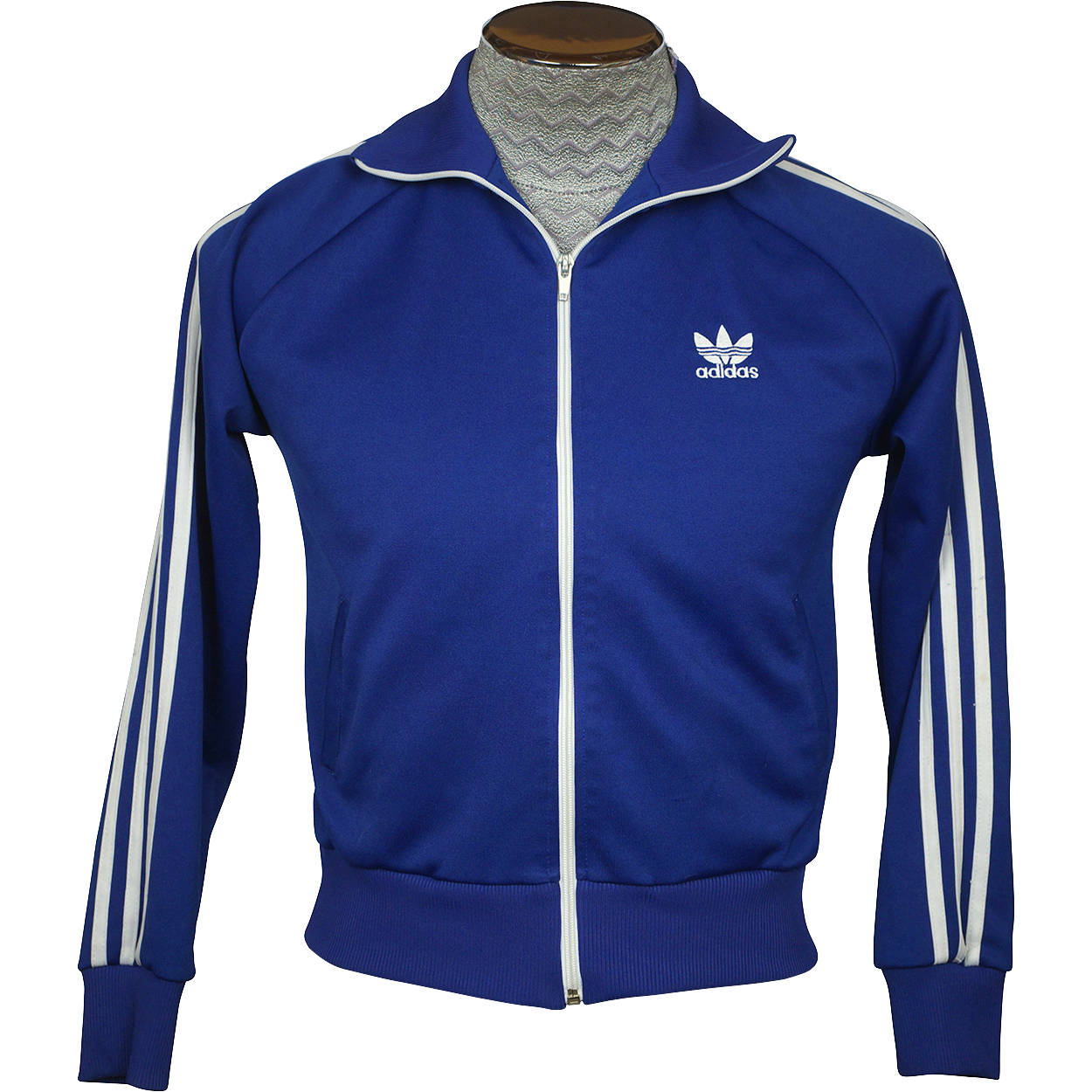 Vintage 1970s Adidas Track Jacket Trefoil 3 Stripe Old School Mens Size Small - Poppy's Vintage Clothing