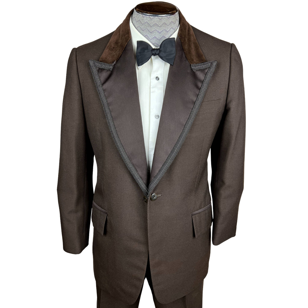 Vintage 1970s Brown Tuxedo Disco Era Dated 1976 Sz M