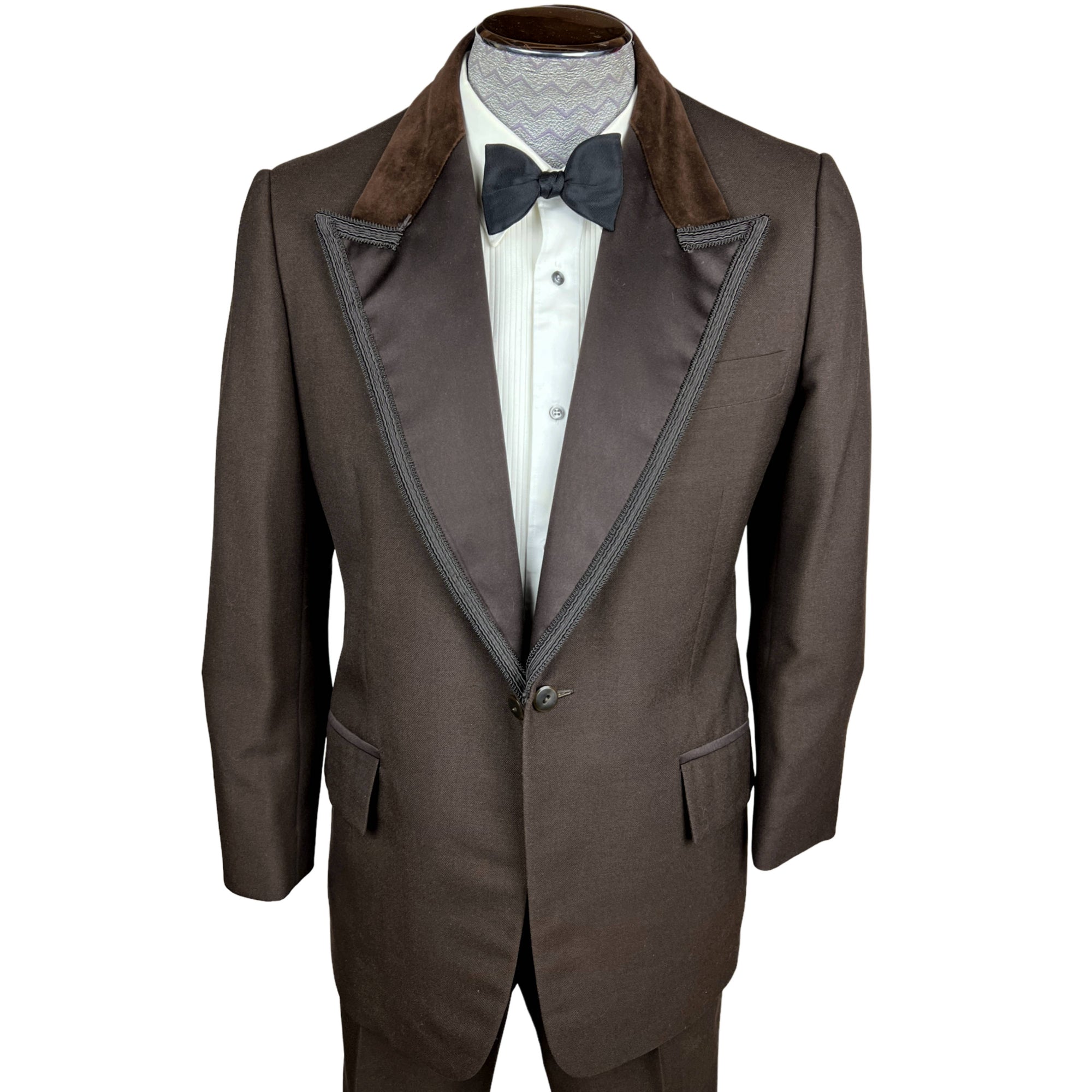 Vintage 1970s Brown Tuxedo Disco Era Dated 1976 Sz M